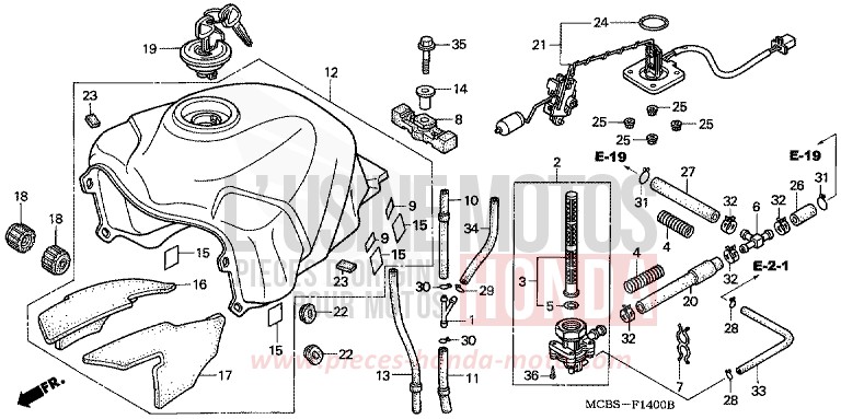 FUEL TANK for Transalp 650 MUTE BLACK METALLIC (NH359) from 2004